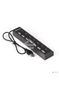 Хаб USB (концентратор) ExeGate EX293978RUS DUB-72SW (кабель-адаптер USB2.0 --> 7xUSB2.0, кнопки включения/отключения для каждого порта, Plug&Play, черный)