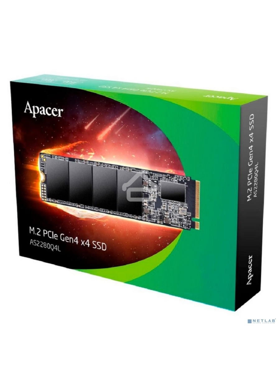 Накопитель SSD Apacer AS2280Q4L, 512Gb, M.2 2280, PCIe 4.0 x4, NVMe, R/W 3600/3000