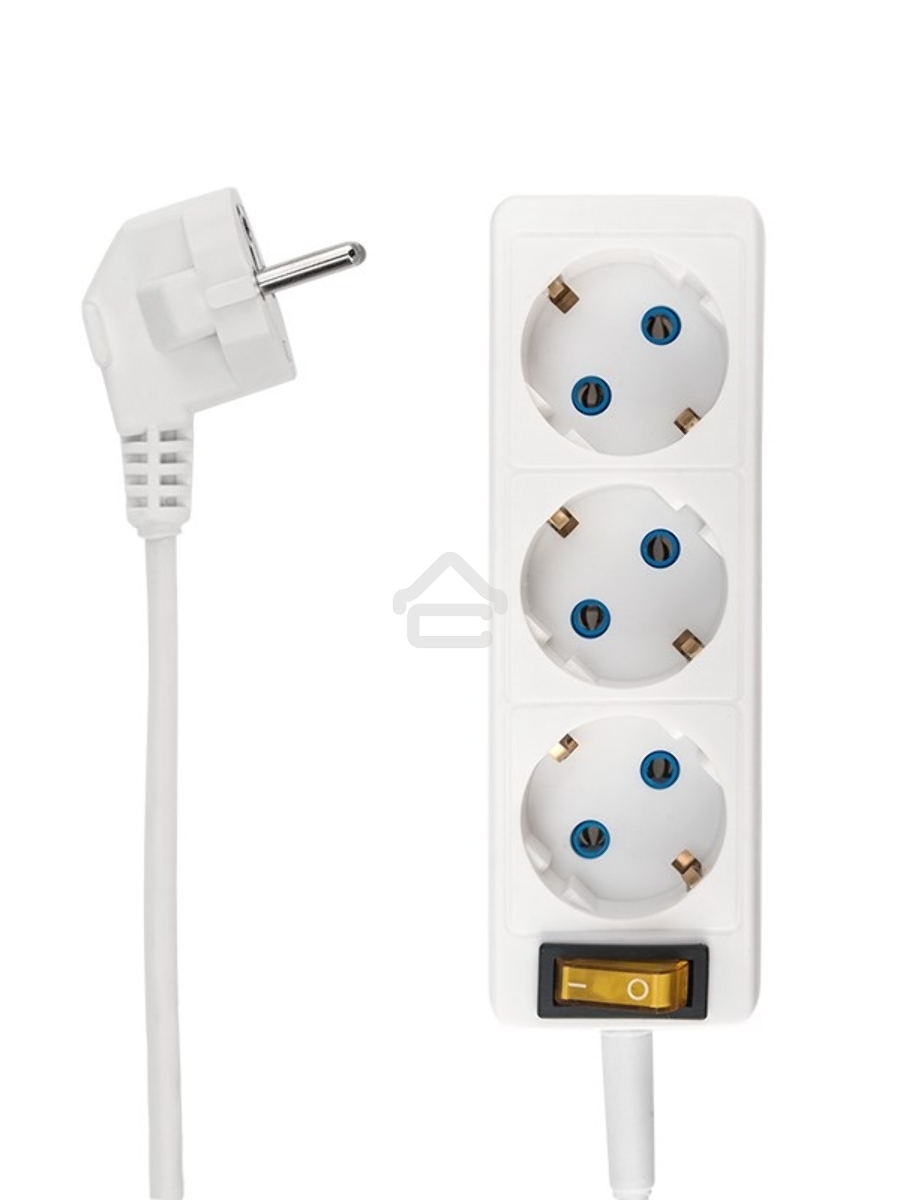 Удлинитель 3 гнезда 1,5 м, 3х0,75 мм², с/з, с кнопкой PREMIUM белый PROconnect