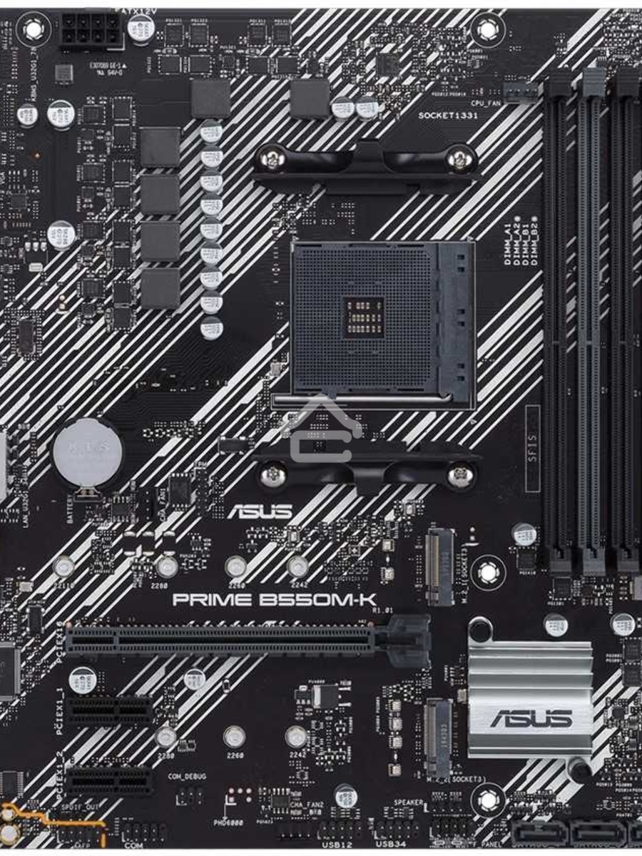 Материнская плата ASUS PRIME B550M-K, AM4, AMD B550, 4xDDR4, 4xSATA, 2xM.2, 1xPCIe 4.0 x16, 2xPCIe x1, 1xDVI-D, 1xHDMI, 1xVGA, 1x 1Gb LAN, 4xUSB 3.2 Gen 1, 2xUSB 3.2 Gen 2, 3x3.5 мм, 7.1, mATX