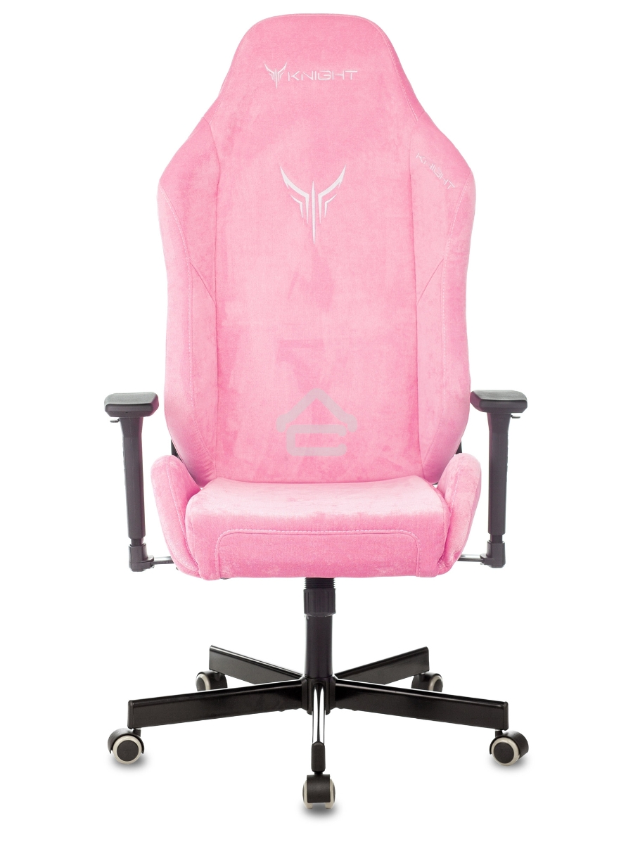 Кресло игровое Knight N1 Fabric розовый Velvet 36 с подголов. крестовина металл