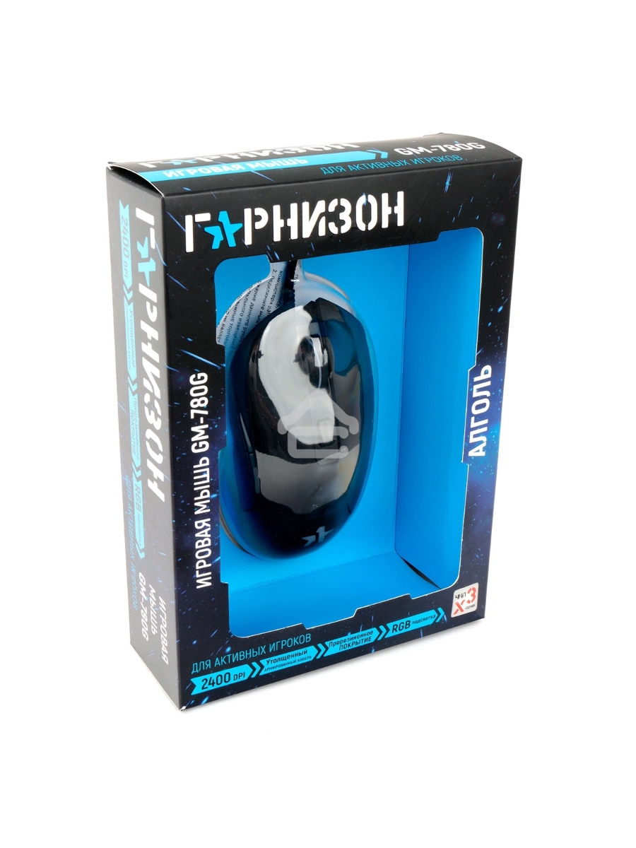 Мышь проводная Гарнизон GM-780G черный, 2400 dpi, USB, кнопки - 6