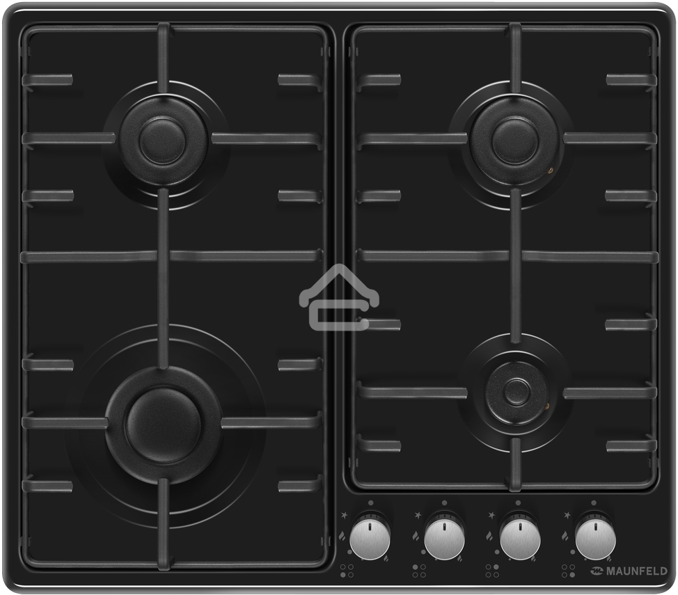 Газовая варочная панель Maunfeld EGHE.64.3STS-EB/G, 4 конфорки, эмалированная сталь, черный