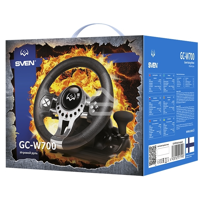 Руль SVEN GC-W700 (педали, вибро, скоба, лепестки, АКПП, D-pad, 12 кл, резин. вставки, PC/Xinput)
