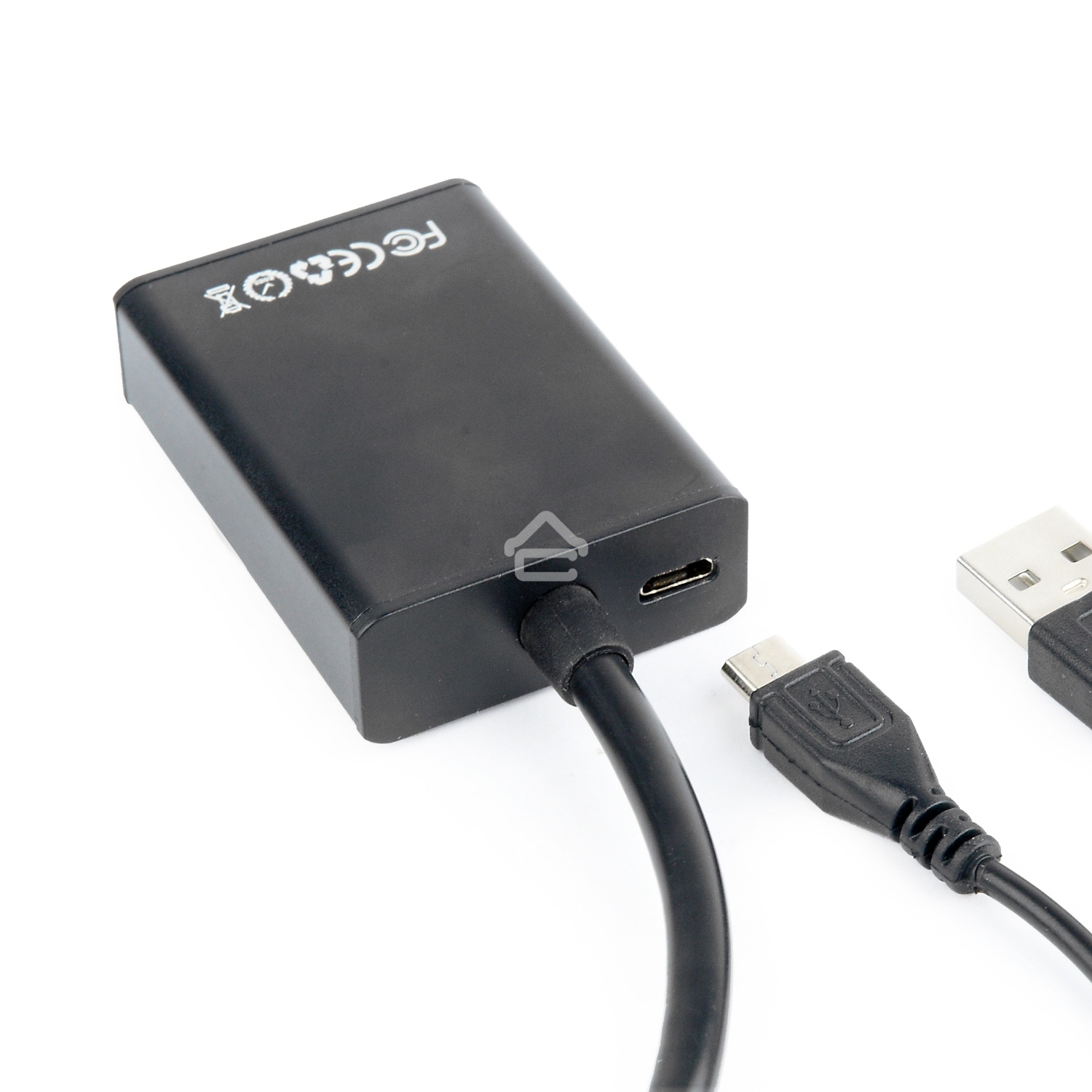Переходник VGA (M)-HDMI (F) Cablexpert A-VGA-HDMI-01, 19M/15F, 15 см, аудиовыход Jack 3,5 (M), питание от USB