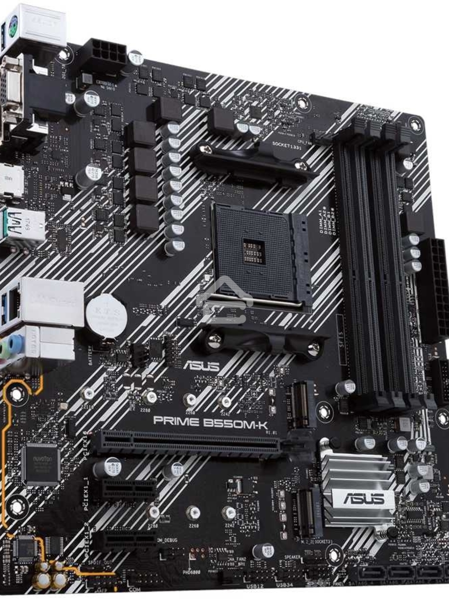 Материнская плата ASUS PRIME B550M-K, AM4, AMD B550, 4xDDR4, 4xSATA, 2xM.2, 1xPCIe 4.0 x16, 2xPCIe x1, 1xDVI-D, 1xHDMI, 1xVGA, 1x 1Gb LAN, 4xUSB 3.2 Gen 1, 2xUSB 3.2 Gen 2, 3x3.5 мм, 7.1, mATX