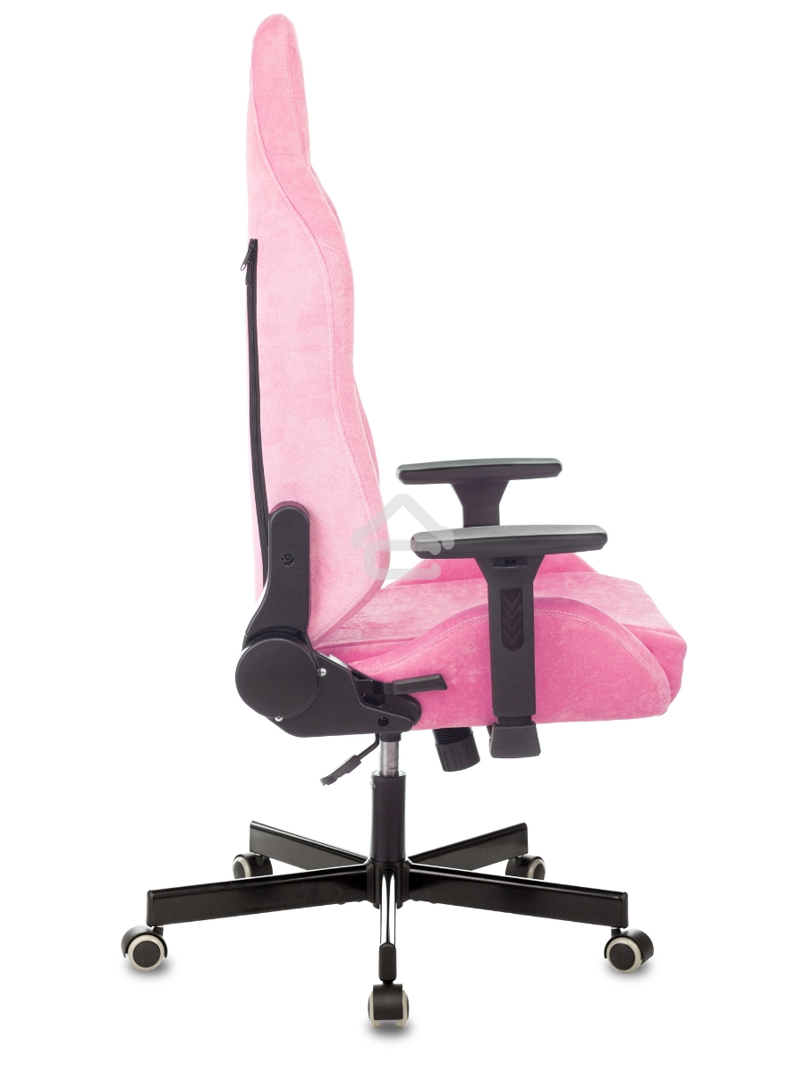 Кресло игровое Knight N1 Fabric розовый Velvet 36 с подголов. крестовина металл