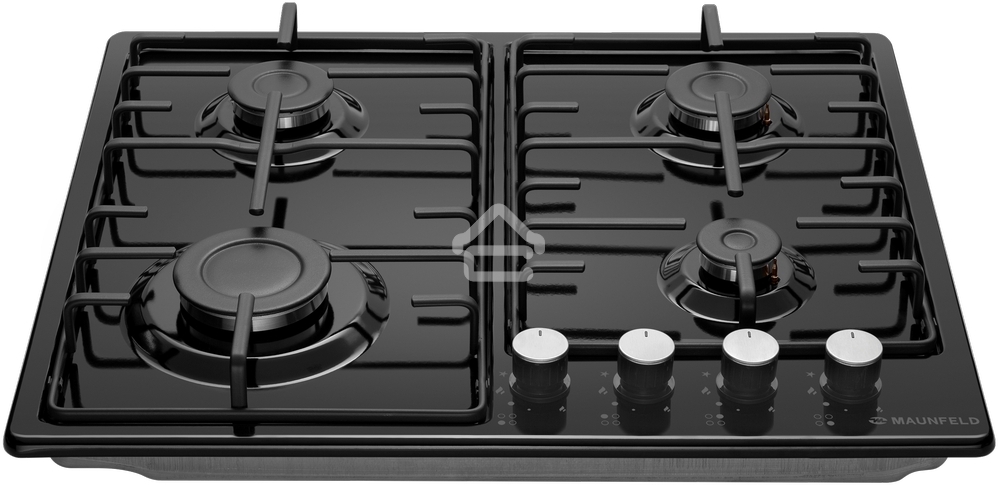 Газовая варочная панель Maunfeld EGHE.64.3STS-EB/G, 4 конфорки, эмалированная сталь, черный