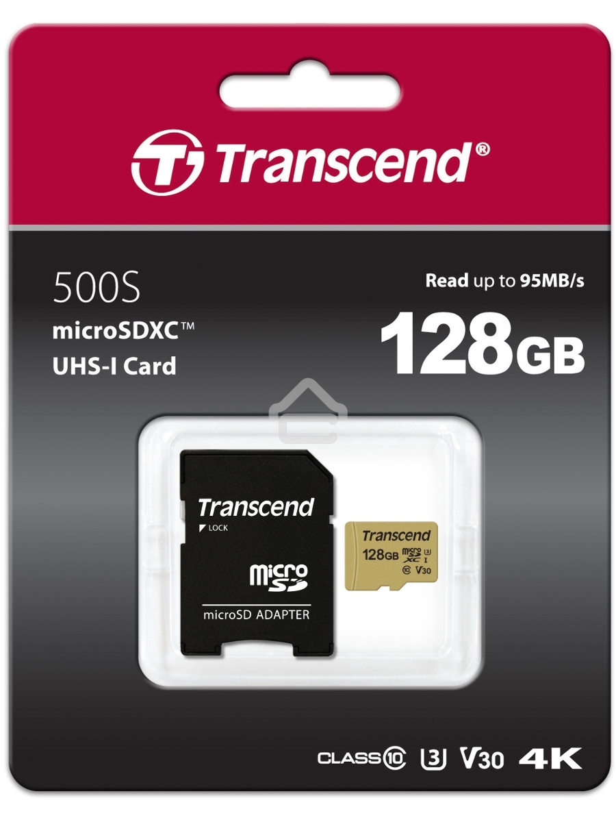 Флеш карта microSD 128GB Transcend microSDXC Ultimate UHS-I U3, V30, (SD адаптер), MLC