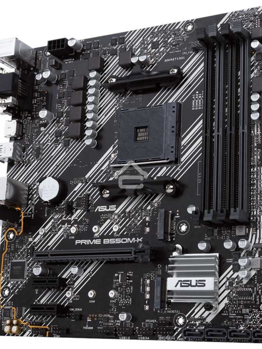 Материнская плата ASUS PRIME B550M-K, AM4, AMD B550, 4xDDR4, 4xSATA, 2xM.2, 1xPCIe 4.0 x16, 2xPCIe x1, 1xDVI-D, 1xHDMI, 1xVGA, 1x 1Gb LAN, 4xUSB 3.2 Gen 1, 2xUSB 3.2 Gen 2, 3x3.5 мм, 7.1, mATX