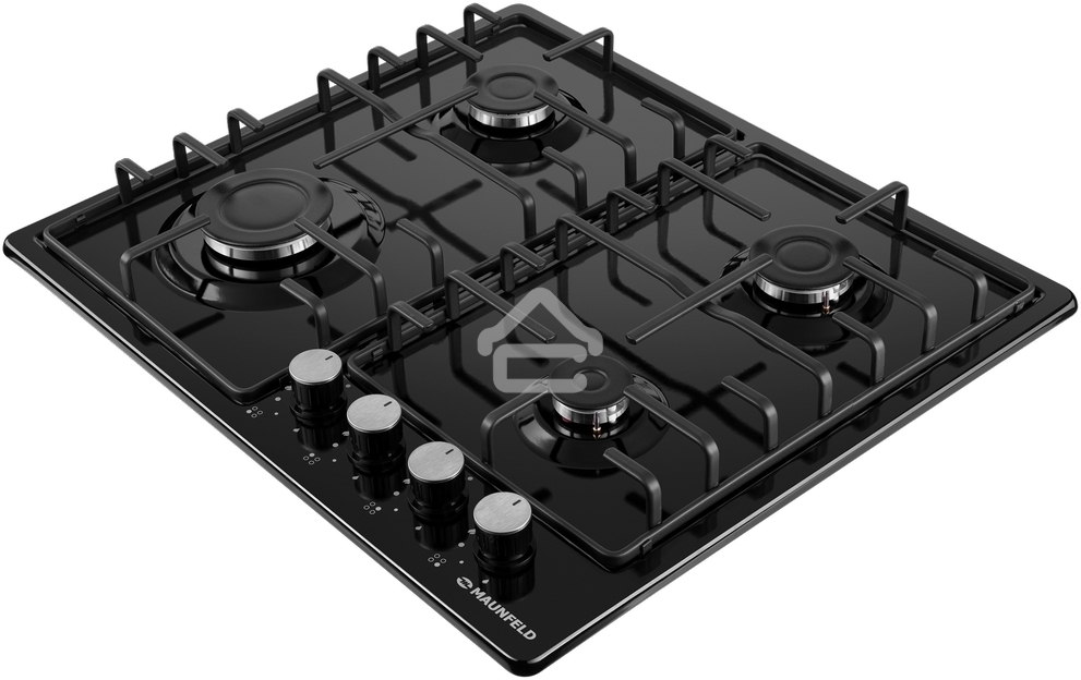 Газовая варочная панель Maunfeld EGHE.64.3STS-EB/G, 4 конфорки, эмалированная сталь, черный