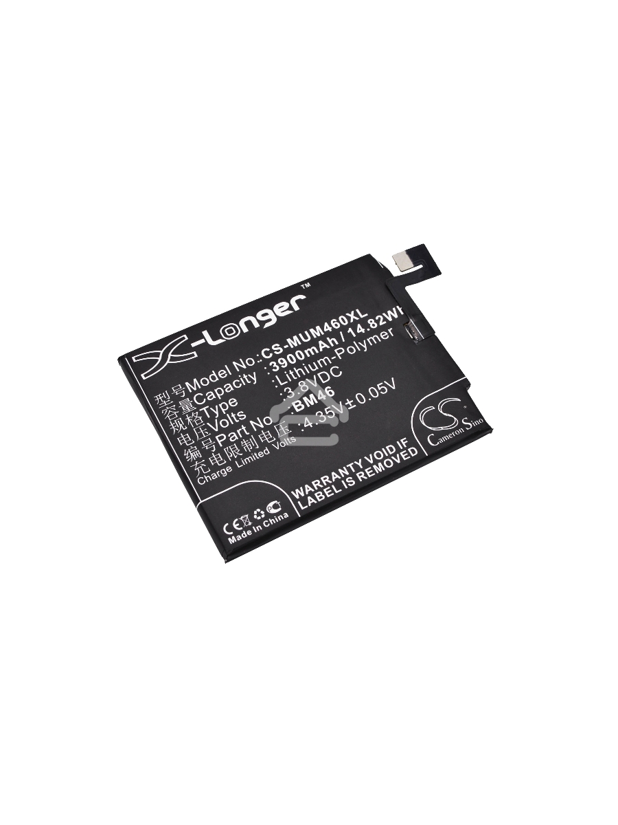 Аккумулятор CameronSinoCS-MUM460XL (BM46) для Xiaomi Redmi Note 3 3.8V / 3900mAh / 14.82Wh