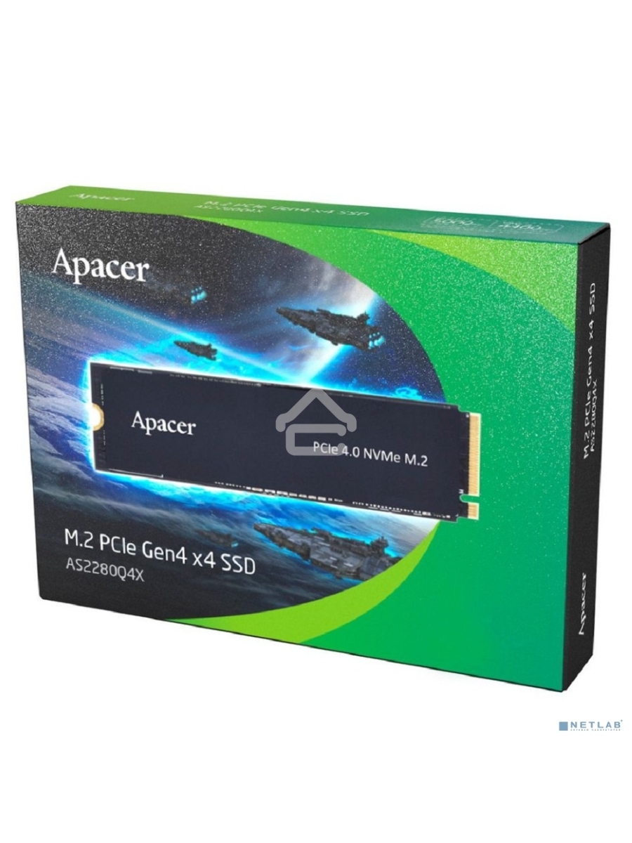 Накопитель SSD Apacer AS2280Q4X, 512Gb, M.2 2280, PCIe 4.0 x4, NVMe, R/W 4500/2500, с радиатором