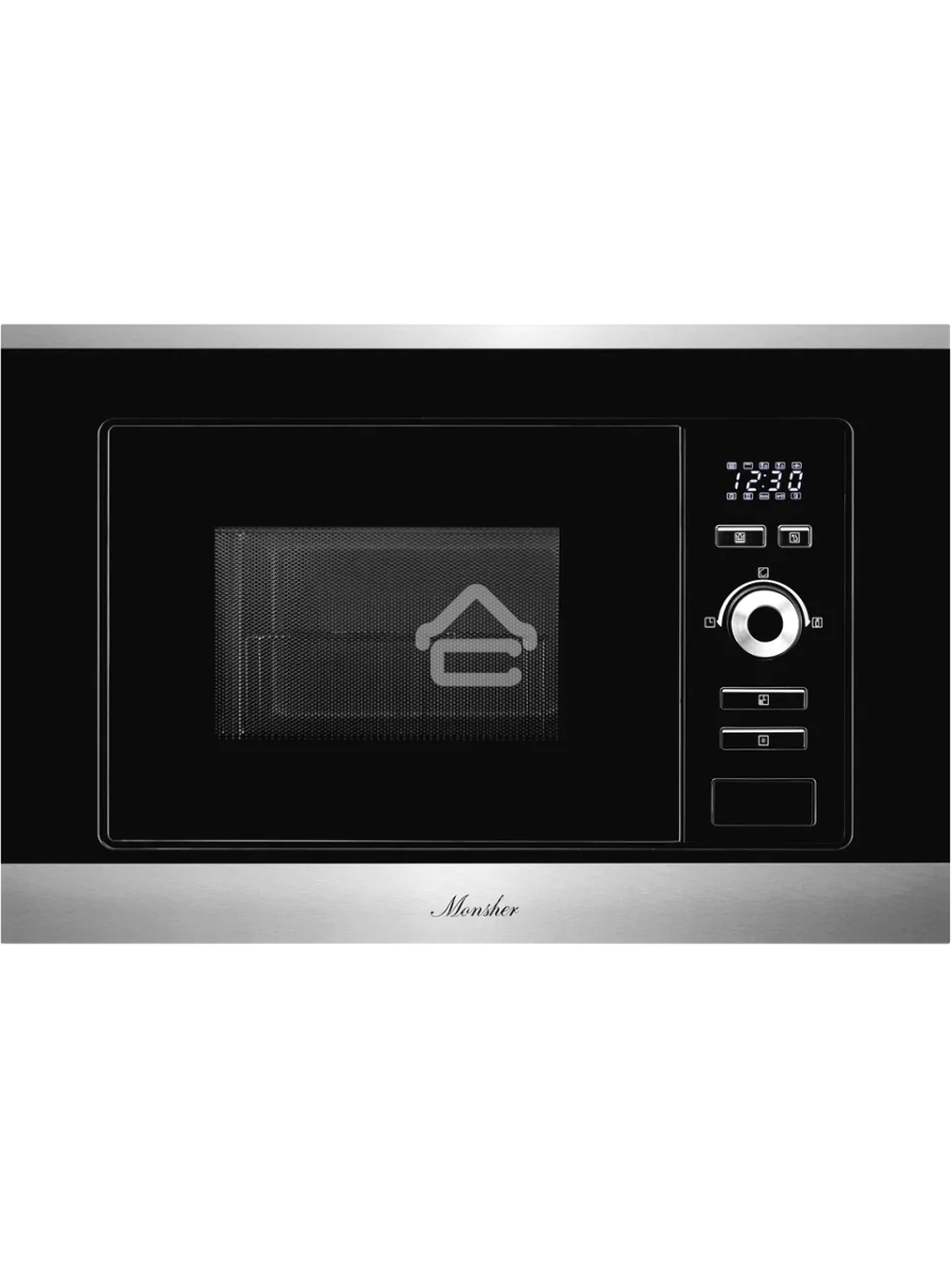 Встраиваемая микроволновая печь Monsher MMH 201 BX 60 см, 20 л, 8 автоматических кулинарных программ, 5 режимов мощности, функция размораживания по весу полуфабрикатов или по времени, черный и нерж.