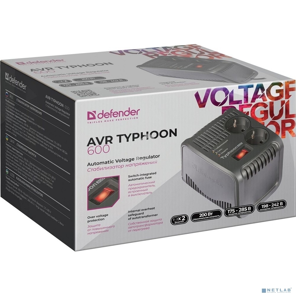 Стабилизатор напряжения Defender AVR Typhoon 600 VA (99032)