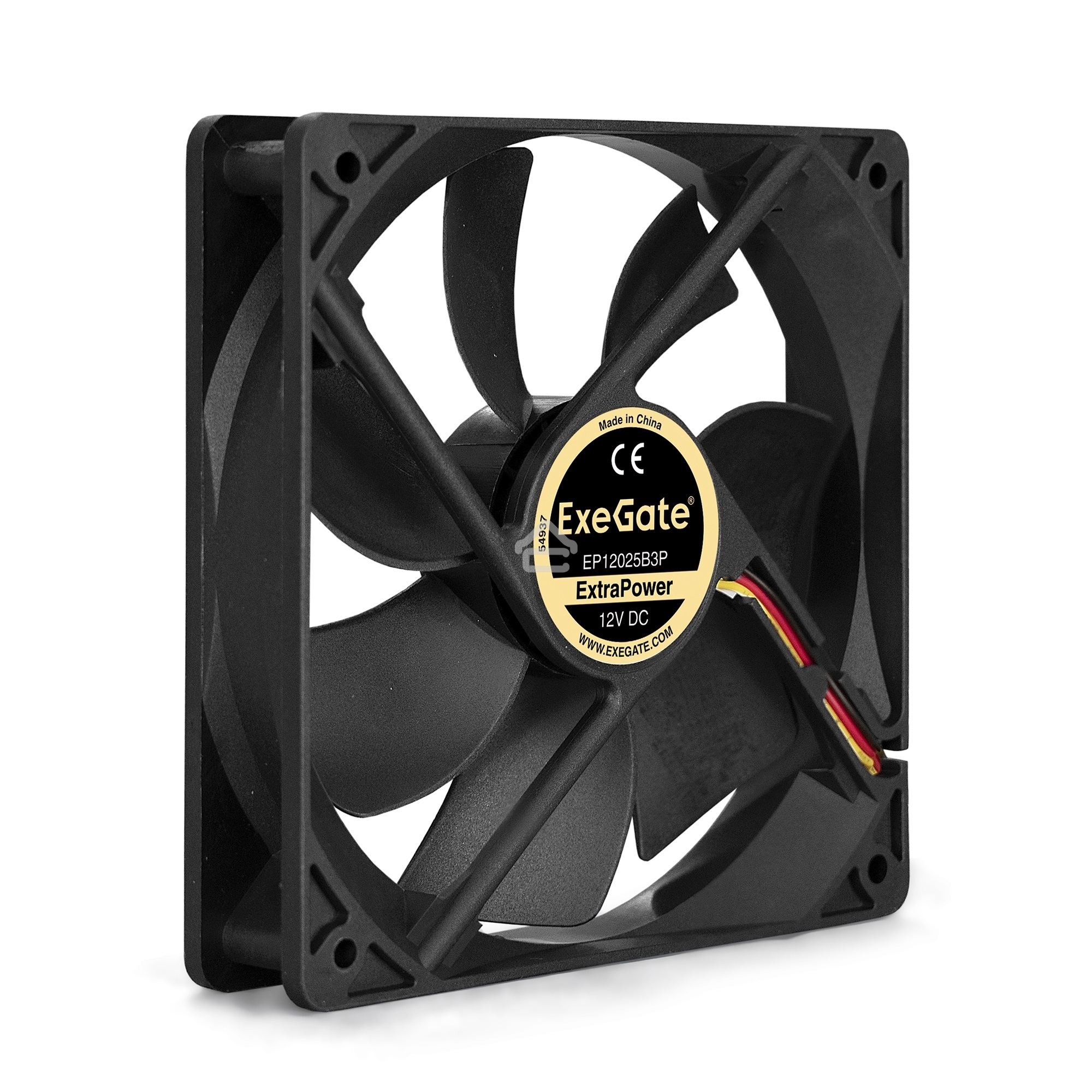 Вентилятор для корпуса ExeGate ExtraPower EP12025B3P черный, 120 мм, 1850 об/мин, 30 дБ, 3 pin
