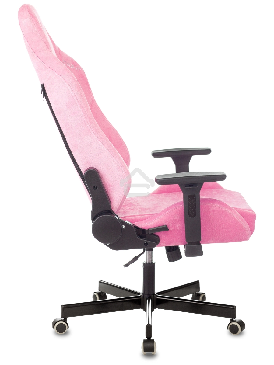 Кресло игровое Knight N1 Fabric розовый Velvet 36 с подголов. крестовина металл