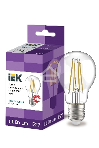 Лампа LED A60 шар прозр. Iek LLF-A60-11-230-40-E27-CL 11Вт 230В 4000К E27 серия 360°