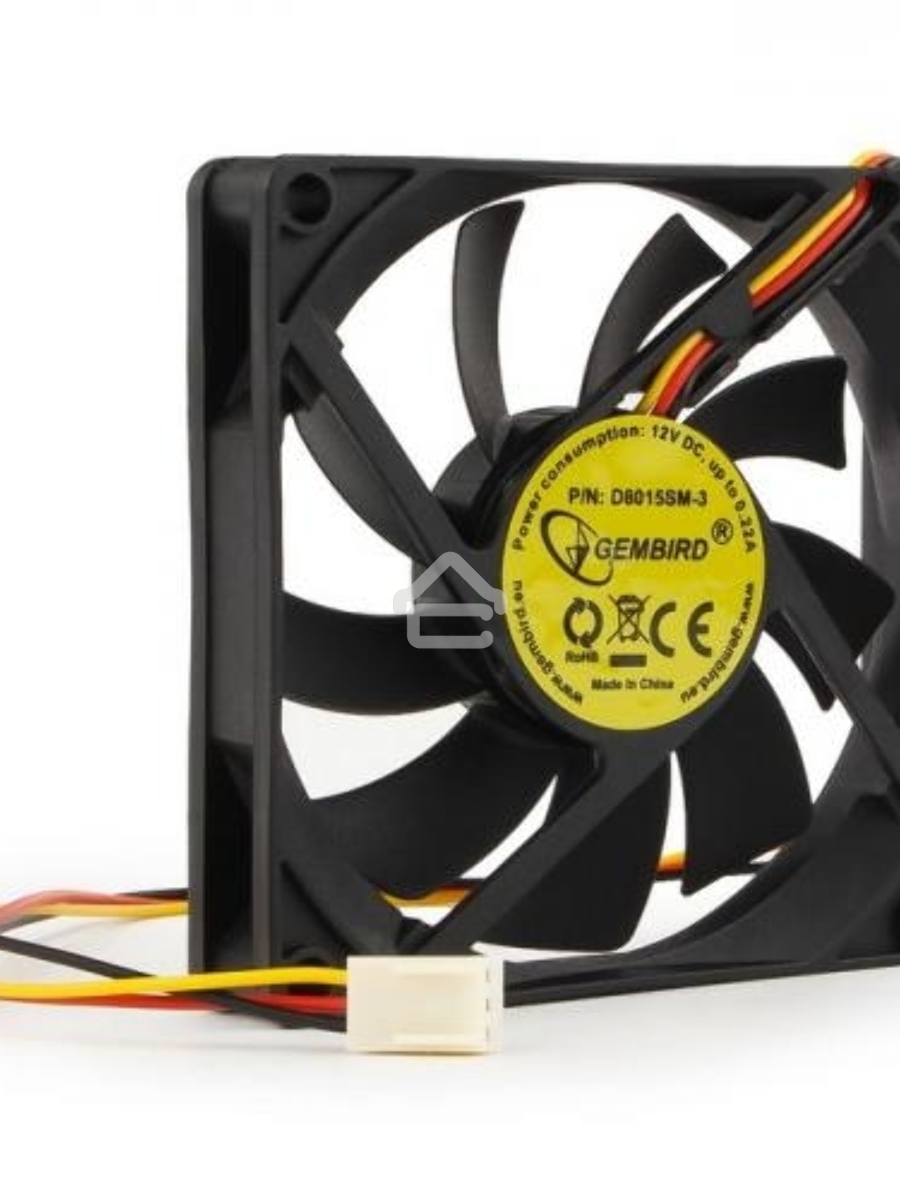 Вентилятор для корпуса Gembird D8015SM-3 черный, 80 мм, 2600 об/мин, 27 дБ, 3 pin