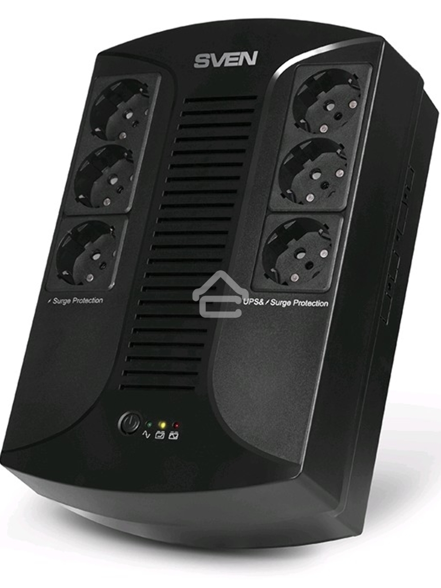 Источник бесперебойного питания SVEN UP-L1000E 1000VA/500W (6 розеток: 3х UPS/сетевой фильтр+3 x сетевой фильтр)