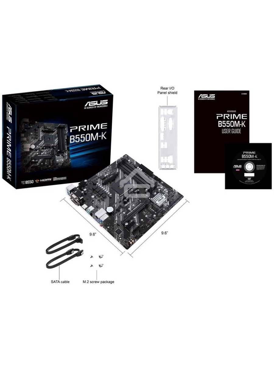 Материнская плата ASUS PRIME B550M-K, AM4, AMD B550, 4xDDR4, 4xSATA, 2xM.2, 1xPCIe 4.0 x16, 2xPCIe x1, 1xDVI-D, 1xHDMI, 1xVGA, 1x 1Gb LAN, 4xUSB 3.2 Gen 1, 2xUSB 3.2 Gen 2, 3x3.5 мм, 7.1, mATX