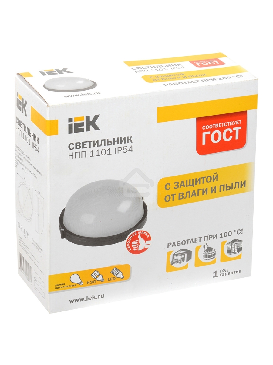 Светильник Iek LNPP0-1101-1-100-K01 НПП1101 белый/круг 100Вт IP54 ИЭК