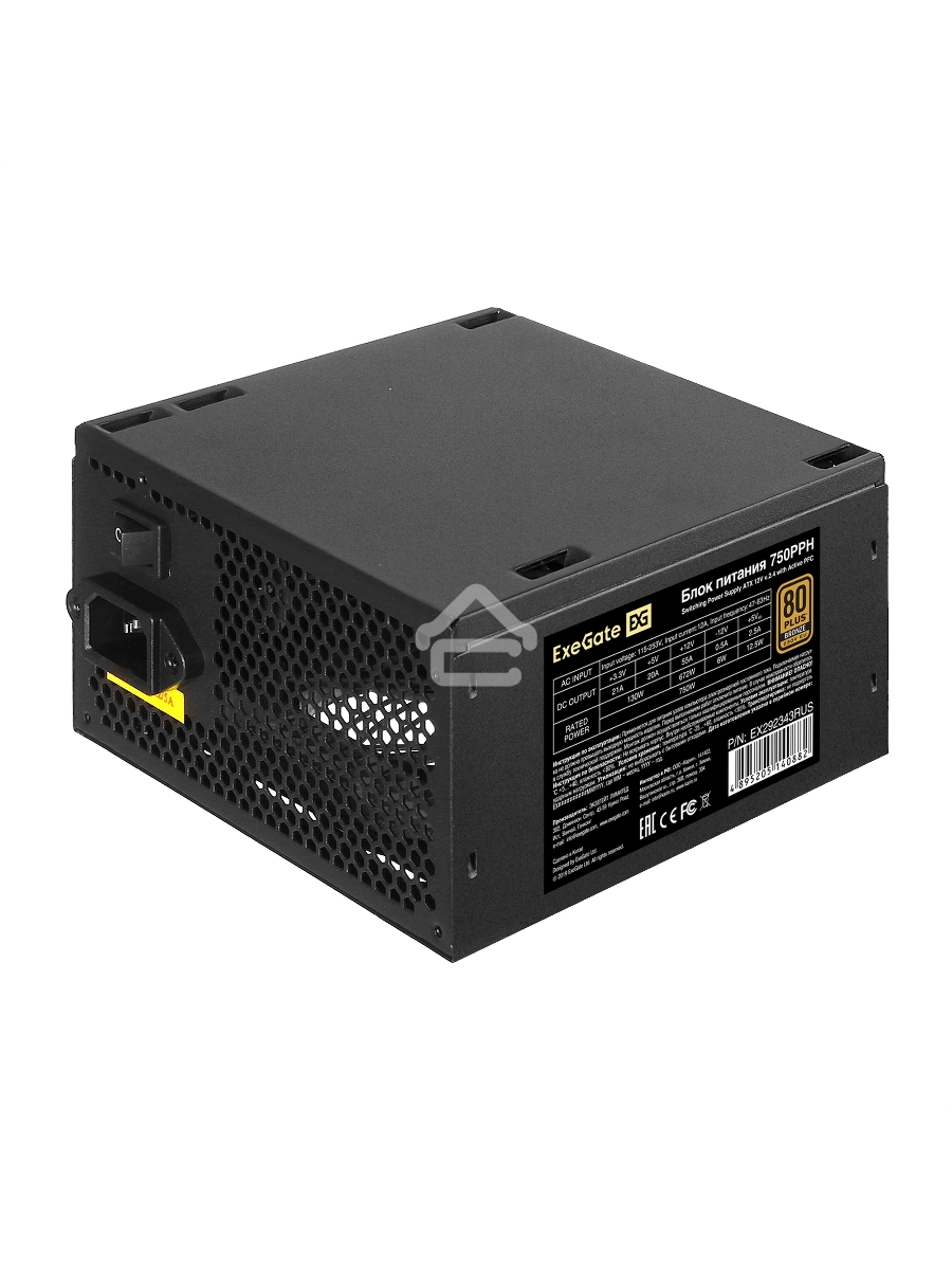 Блок питания ExeGate 750PPH-OEM (EX292343RUS-OEM), 750Вт, 80 PLUS Bronze, 120мм, черный