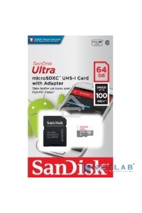 Флеш карта microSD 64GB SanDisk microSDXC Class 10 Ultra (SD адаптер) UHS-I 100MB/s