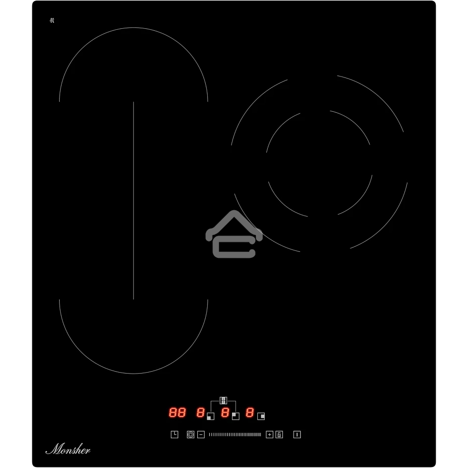 Варочная поверхность MONSHER MHE 45, Hi-Light, 45 см, 9 уровней мощности, Stop and Go, автоматическое отключение, таймер, индикатор остаточного тепла, сенсорное/слайдерное управление, черный