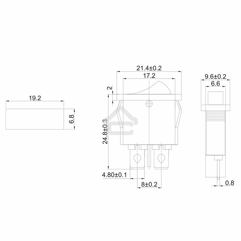 Выключатель клавишный 250V 6А (2с) ON-OFF красный Mini Rexant