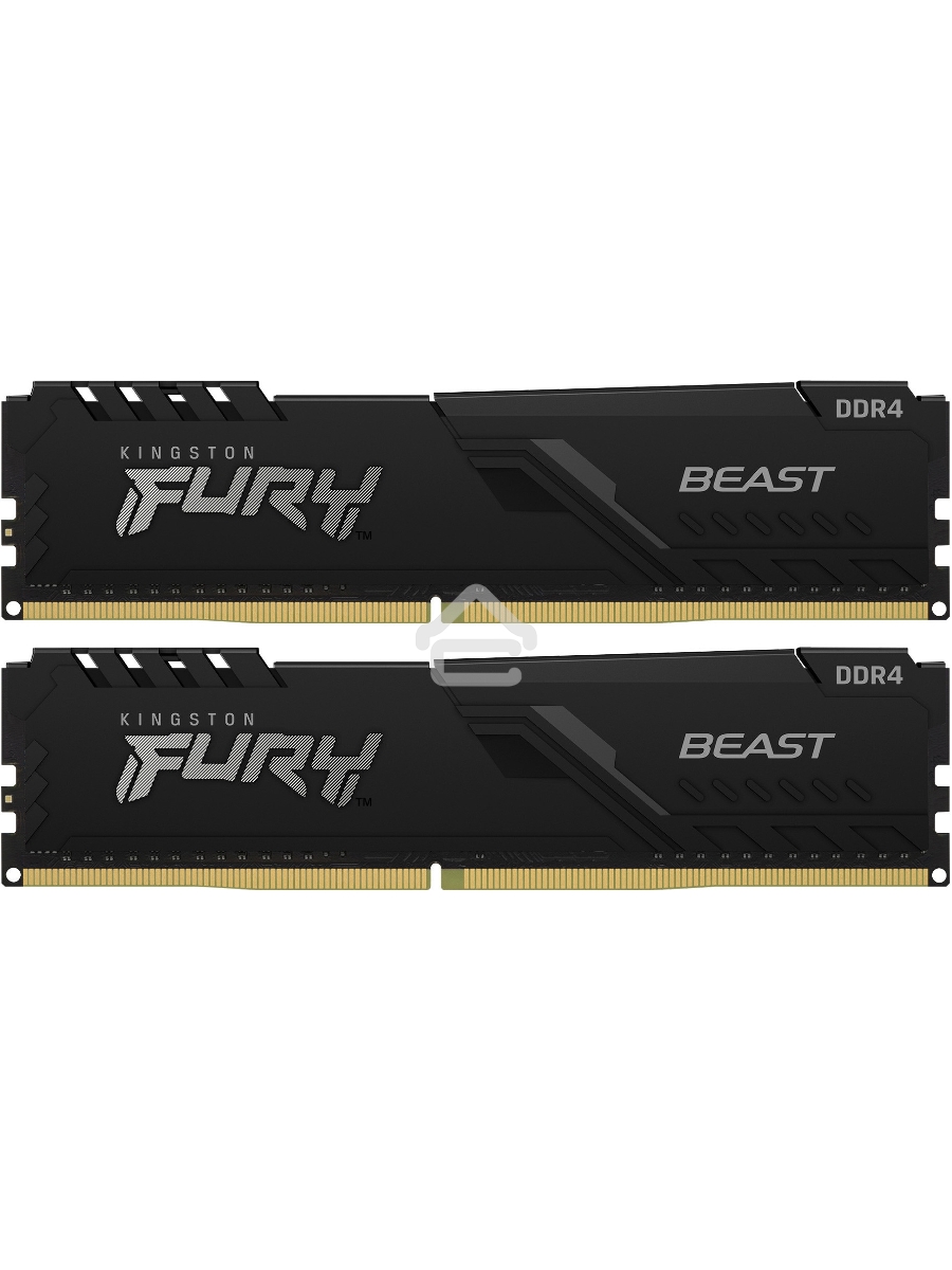 Оперативная память Kingston Fury Beast, DDR4, 32GB (2x16GB), 3600MHz, CL18, DIMM, с радиатором, черный