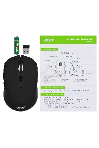 Мышь беспроводная Acer OMR040 черный, 1600 dpi, радиоканал, USB, кнопки - 6