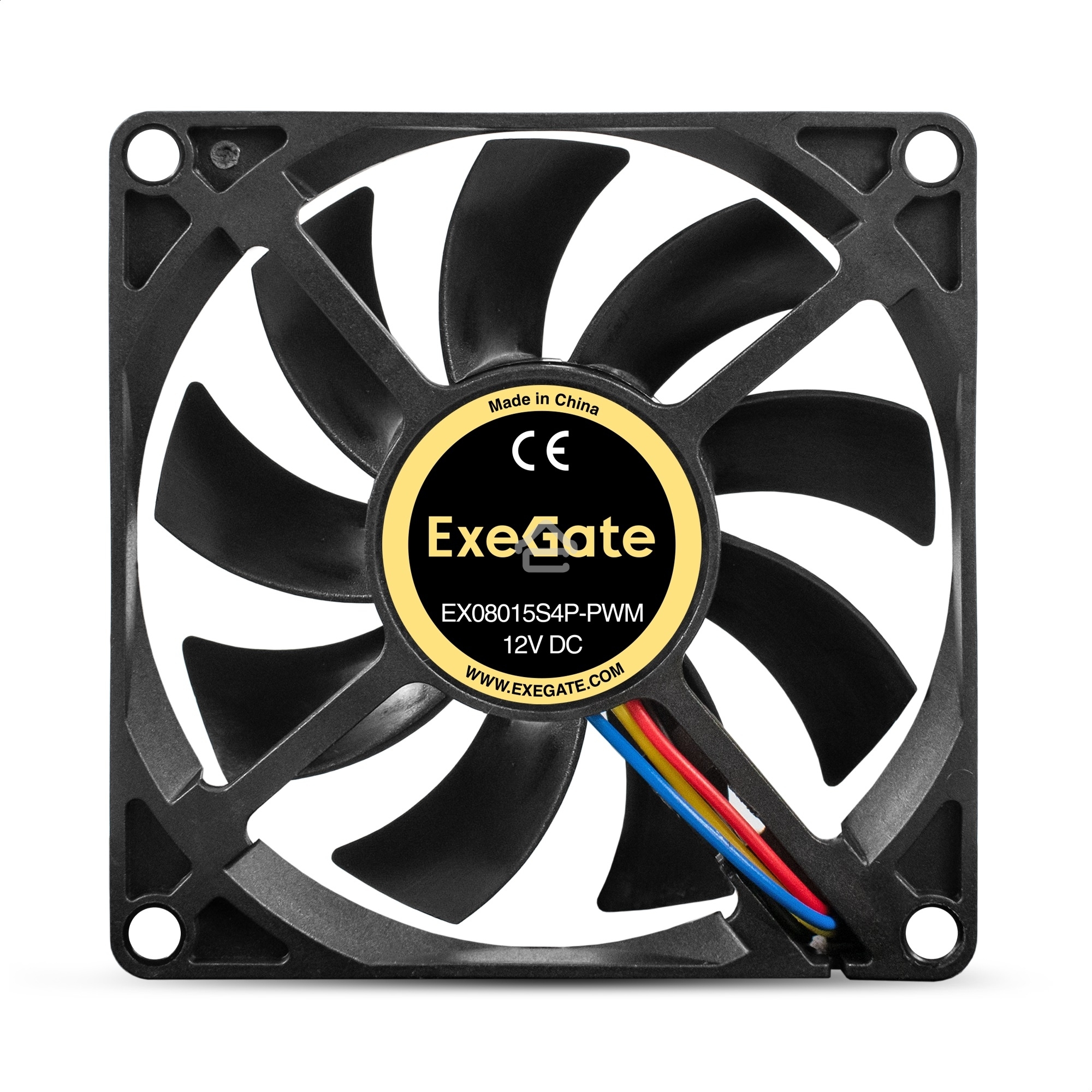 Вентилятор для корпуса ExeGate EX08015S4P-PWM черный, 80 мм, 2500 об/мин, 25.5 дБ, 4 pin