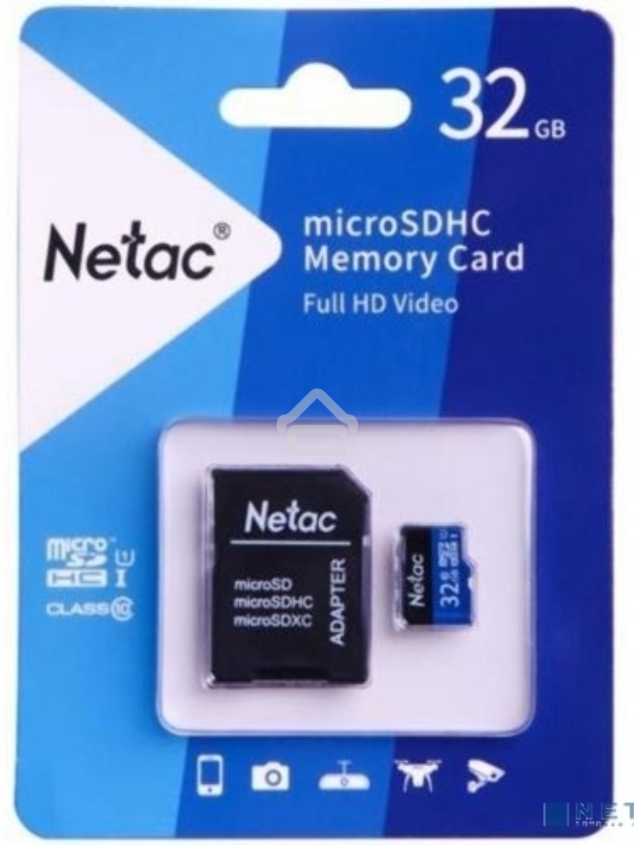 Флеш карта microSDHC 32GB Netac P500 <NT02P500STN-032G-R> (с SD адаптером) 80MB/s