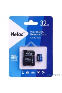 Флеш карта microSDHC 32GB Netac P500 <NT02P500STN-032G-R>  (с SD адаптером) 80MB/s