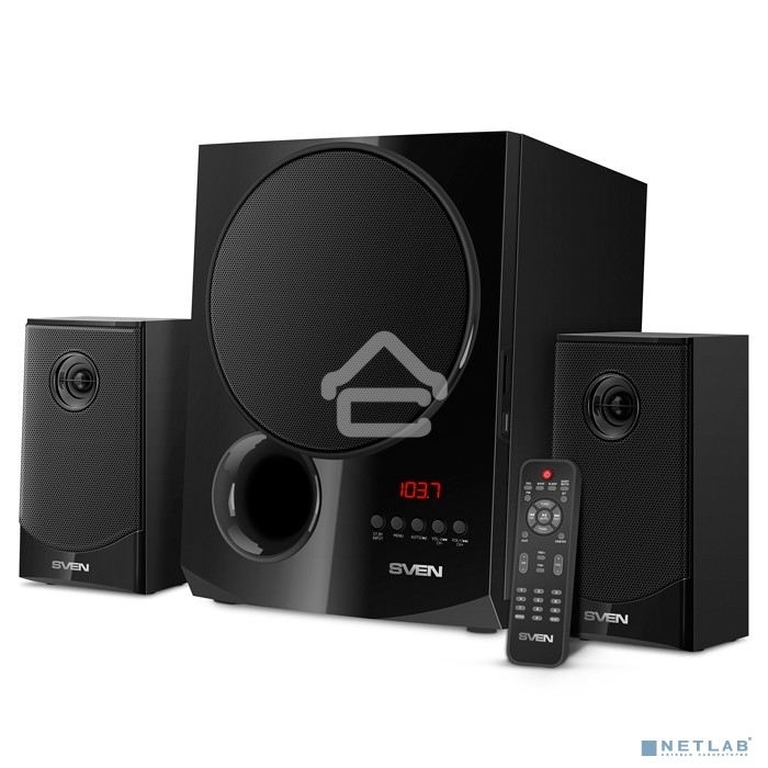Акустическая система 2.1 SVEN MS-2080 / 70 Watt / ~220V 50Hz / FM-тюнер, USB/ SD, дисплей / BLUETOOTH / ПДУ / Black