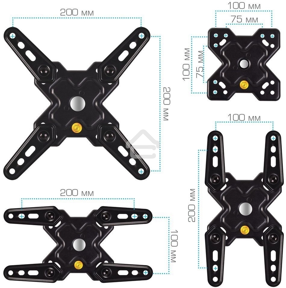 Кронштейн Arm media MARS-8 черный, 8 шт/уп. Кр. стал. настенный для TV 20