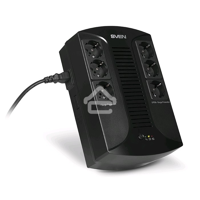 Источник бесперебойного питания SVEN UP-L1000E 1000VA/500W (6 розеток: 3х UPS/сетевой фильтр+3 x сетевой фильтр)