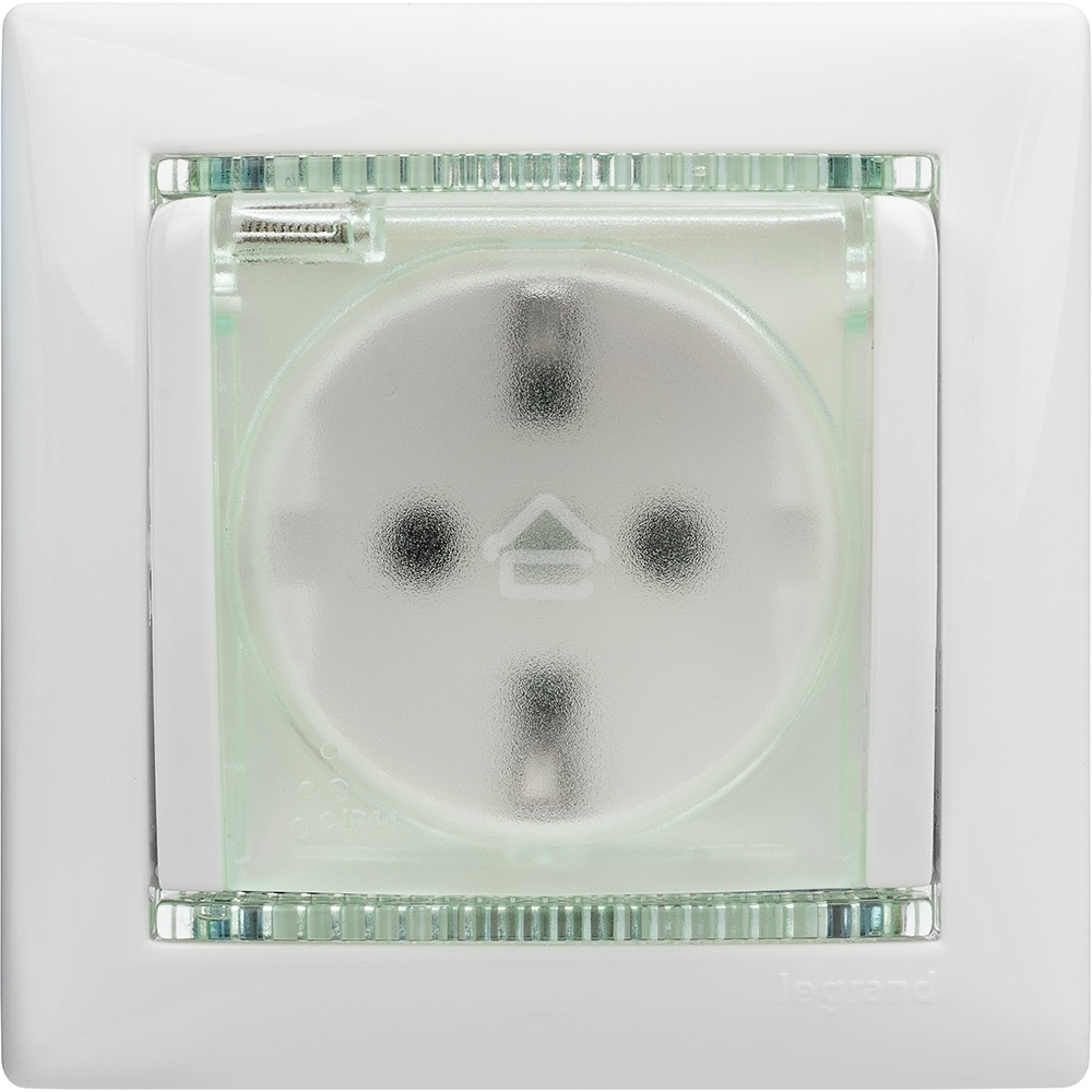 Электроустановочные изделия Legrand Legrand 774220 Розетка Valena влагозащищенная IP44 с заземлением с крышкой и защитными шторками (белая)