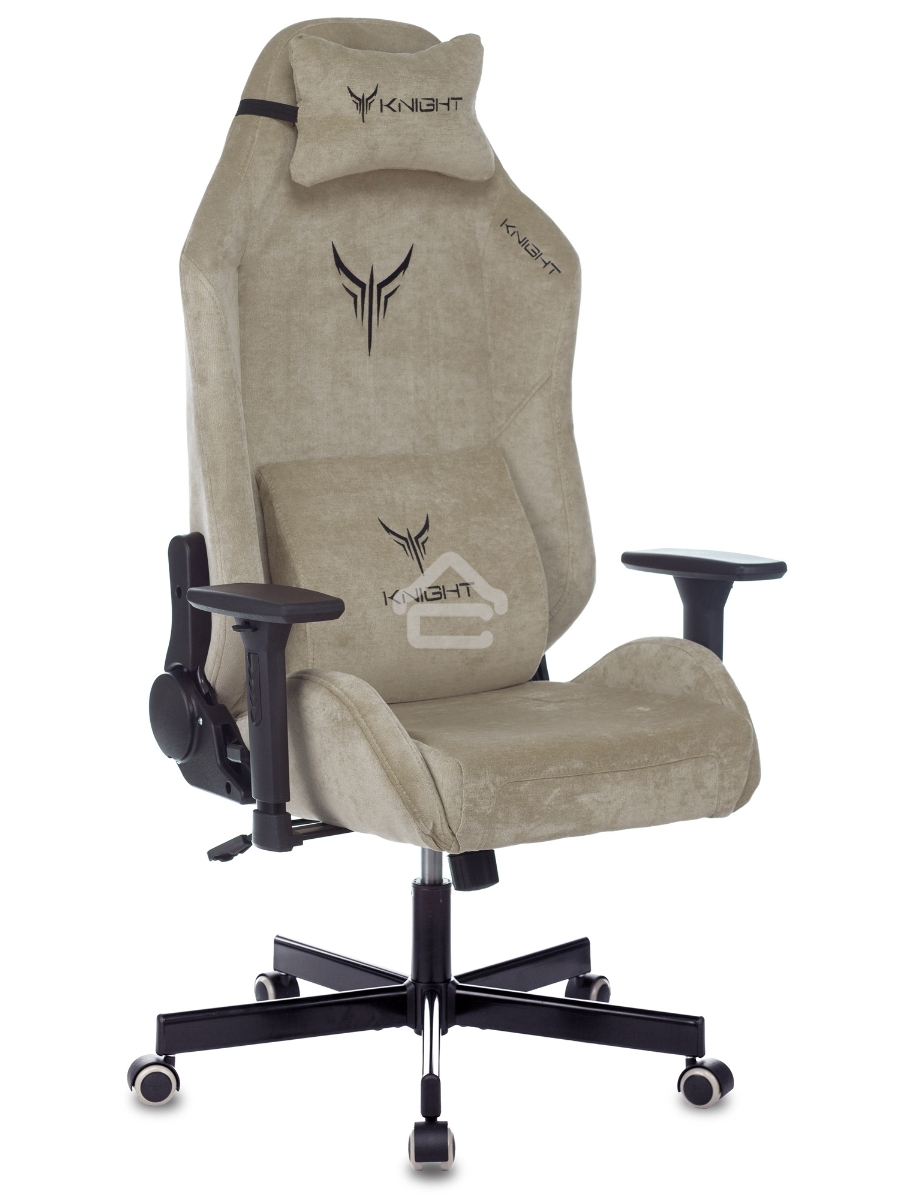 Кресло игровое Knight N1 Fabric бежевый Light-21, с подголов. крестовина металл