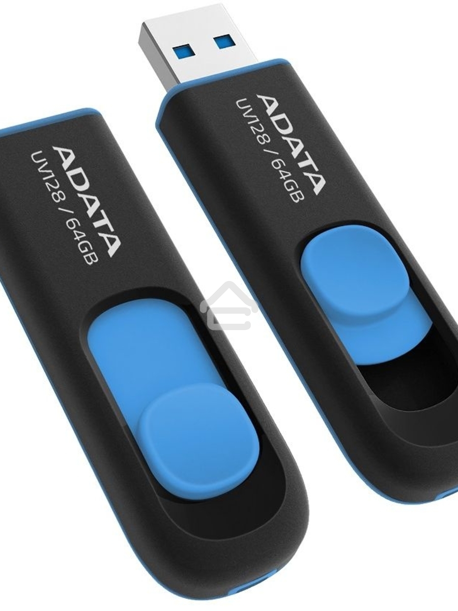 Флеш диск ADATA Flash Drive 64Gb UV128 AUV128-64G-RBE {USB3.0, BLACK/BLUE}