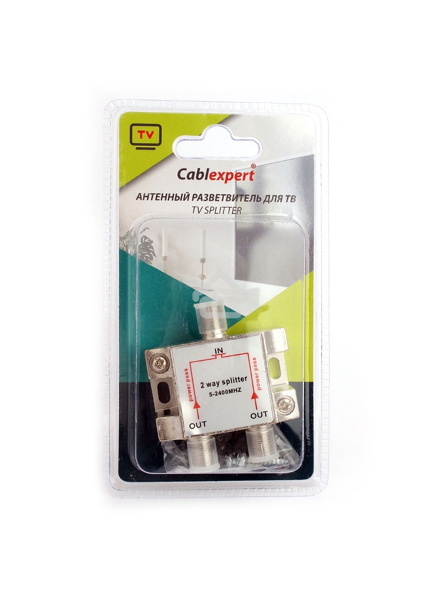 Разветвитель на 2 телевизора, Cablexpert AS-TV-PP-02, Power Pass 5-2400MHZ