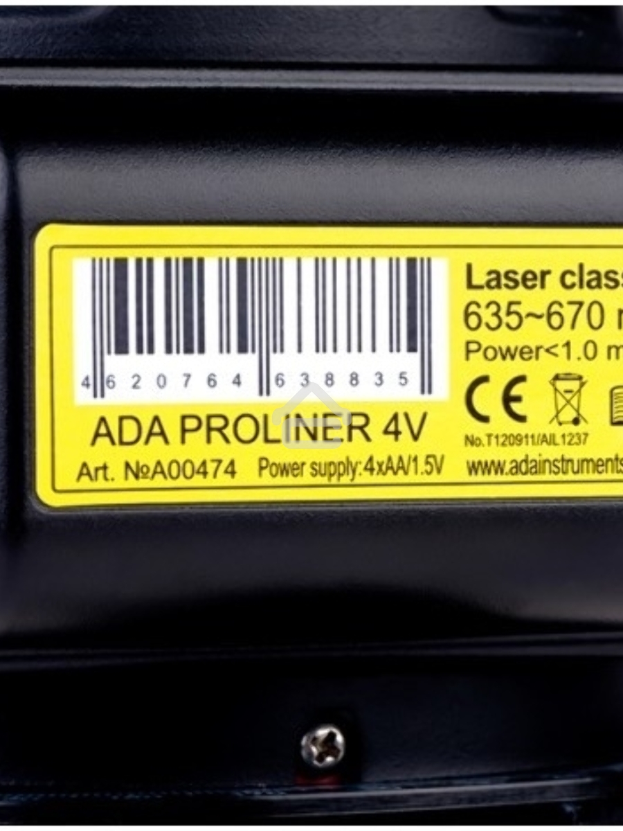 Уровень ADA PROLINER 4V дальность20(70)м точность0.2мм/м лазер2 кейс