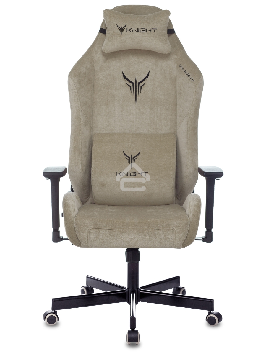 Кресло игровое Knight N1 Fabric бежевый Light-21, с подголов. крестовина металл