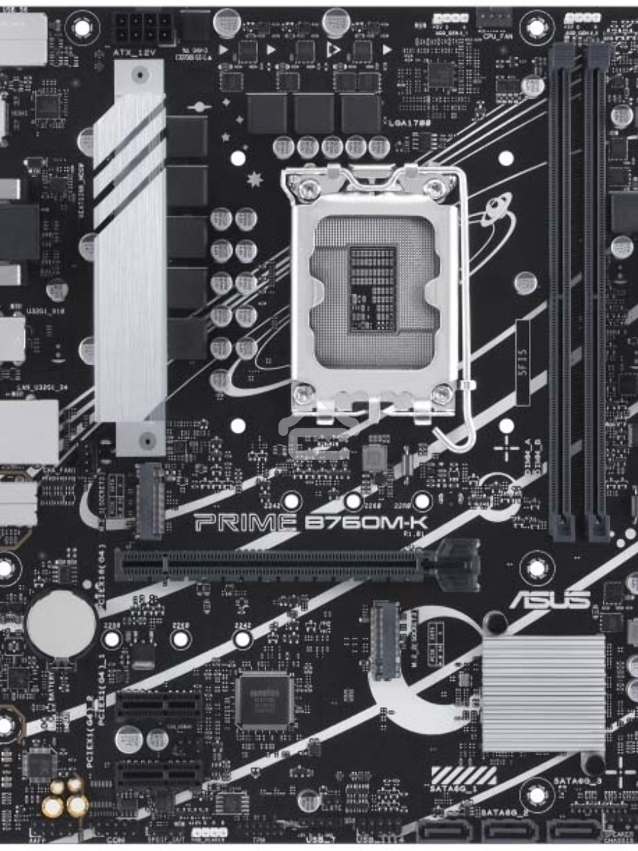 Материнская плата ASUS PRIME B760M-K, LGA 1700, Intel B760, 2xDDR5, 4xSATA, 2xM.2, 1xPCIe 4.0 x16, 2xPCIe x1, 1xHDMI, 1xVGA, 1x 2.5Gb LAN, 2xUSB-A 3.2 Gen 1, 2xUSB-A 2.0, 3x3.5 мм, 7.1, mATX