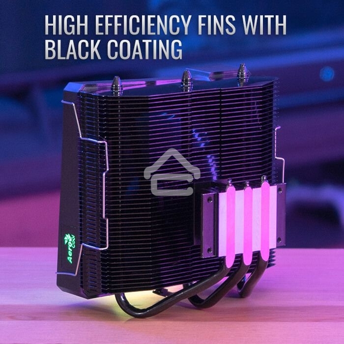 Кулер для процессора AeroCool/Formula Cylon 3H черный, 120 мм, алюминий, 1800 об/мин, 24.3 дБ, 4 pin, 125 Вт, 98 мм