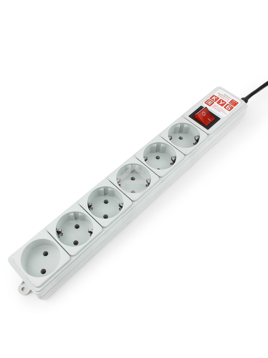Сетевой фильтр Power Cube 5,0 м 6 розеток (серый) 10А/2,2кВт