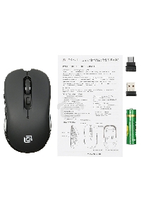Мышь беспроводная Oklick 610MWC черный, 1600 dpi, радиоканал, USB/USB-C, кнопки - 6