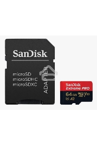 Карта памяти SanDisk Extreme Pro microSD UHS I Card 64GB for 4K Video on Smartphones, Action Cams & Drones 200MB/s Read, 90MB/s Write, Lifetime Warranty