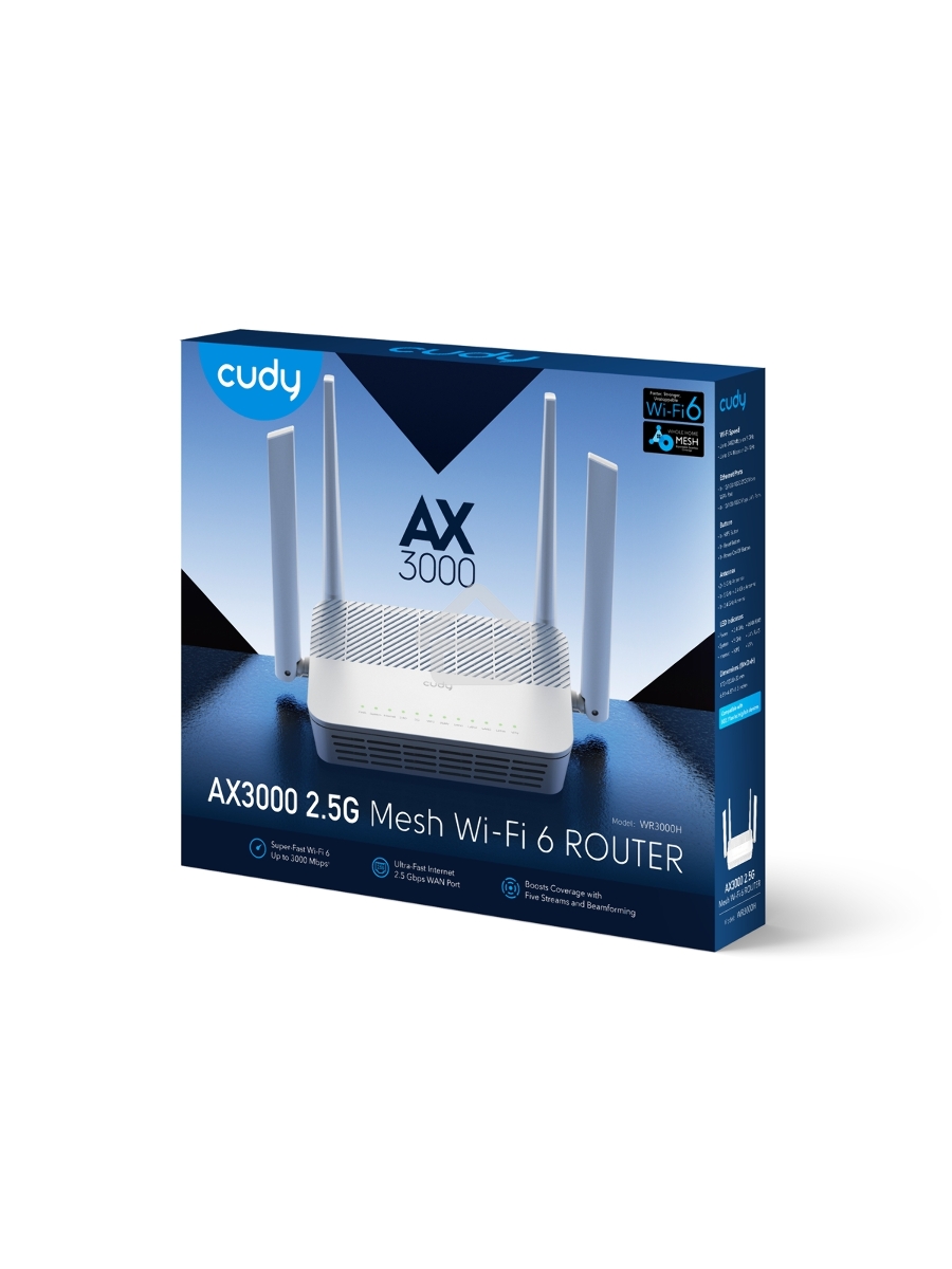 Роутер беспроводной Cudy WR3000H AX3000 100/1000/2500BASE-T